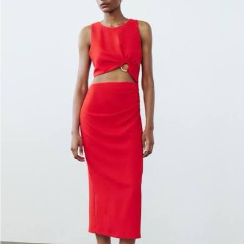 Zara Cutout Midi Dress with Ring